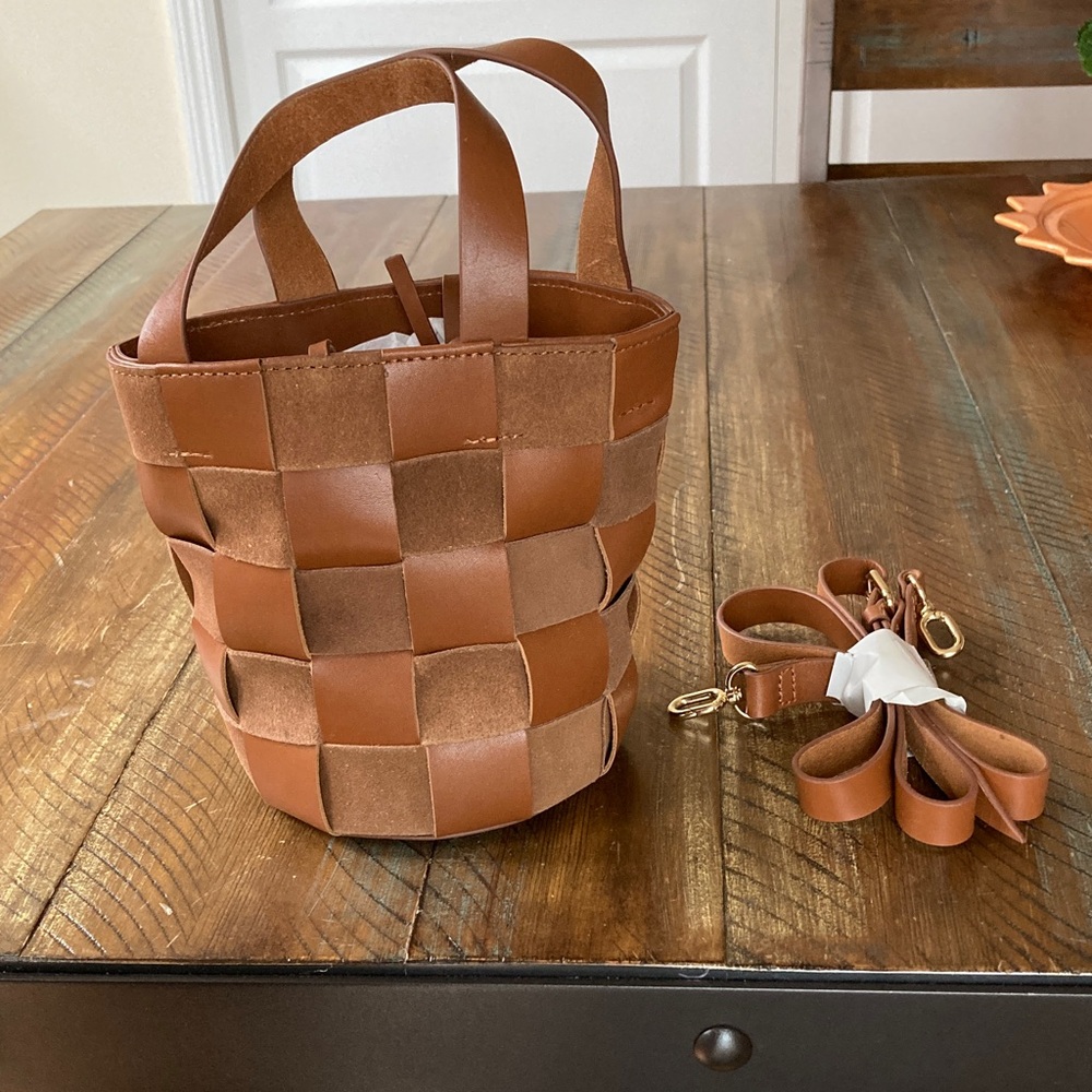 Women’s J.Crew Woven Leather Suede Bag New NWT - Picture 2 of 11